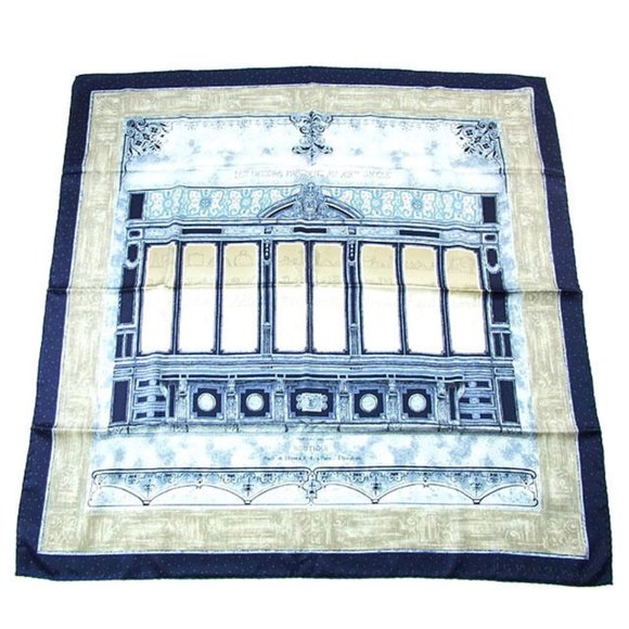 Louis Vuitton scarf Grey Navy Woman Authentic Used - Picture 1 of 5